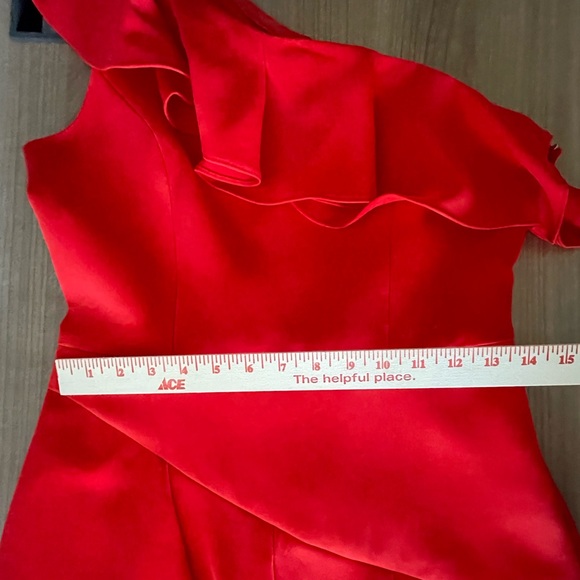 BCBG MaxAzria Red Ruffle One Shoulder Mini Dress - size 8 - Picture 6 of 9